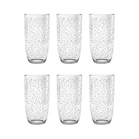 Clear Bubbled Tall Tumbler Glasses, Set of 6