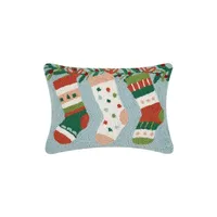 Multicolor Stockings Hooked Knit Christmas Pillow