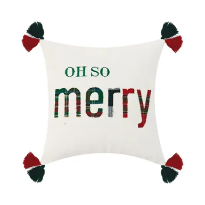 Oh So Merry Tassel Christmas Throw Pillow