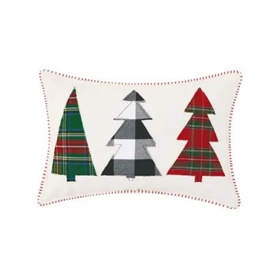 Tri-Tree Plaid Christmas Lumbar Pillow