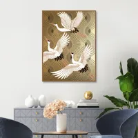 Traditional Cranes Framed Canvas Art Print