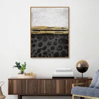 Black and White Dots Framed Canvas Art Print