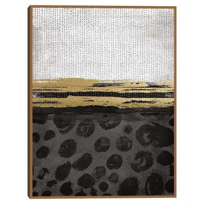 Black and White Dots Framed Canvas Art Print
