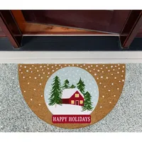 Happy Holidays Half Circle Coir Doormat