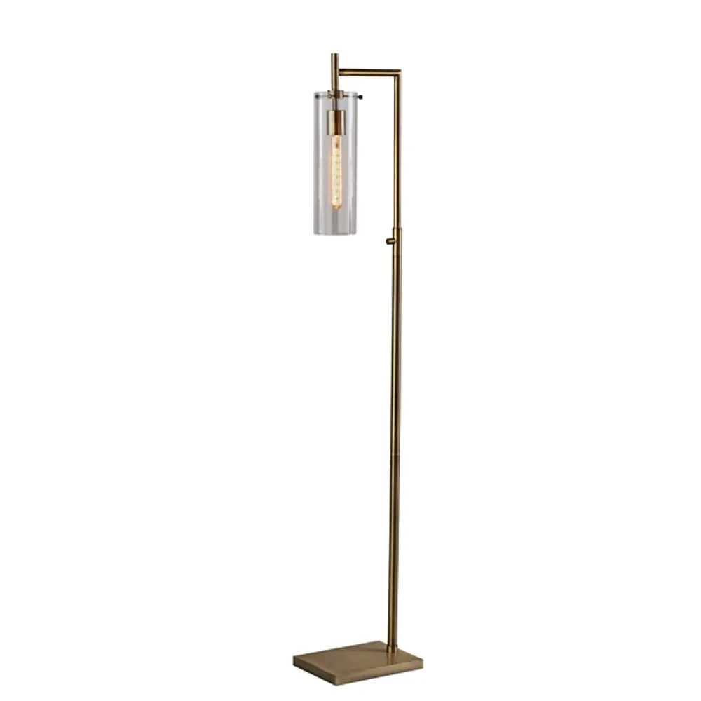 Bronze Glass Cylinder Shade Floor Lamp