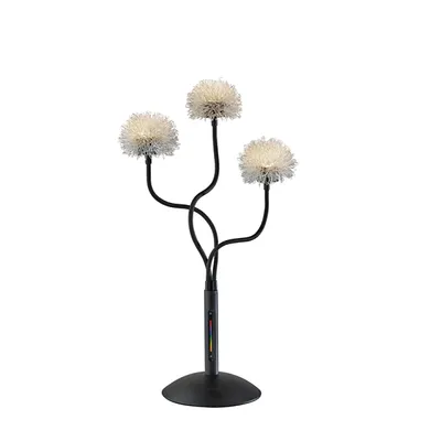 Black Metal 3-Arm Pom Pom Table Lamp