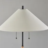 Natural Wood Flare Two-Bulb Table Lamp