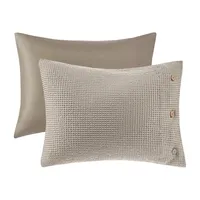 Beige Waffle Weave 3-pc. Queen Duvet Cover Set