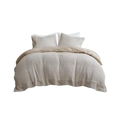 Beige Waffle Weave 3-pc. Queen Duvet Cover Set