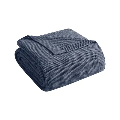 Blue Rylan Knit Throw Blanket