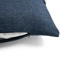 Navy Linen and Button Lumbar Pillow Cover