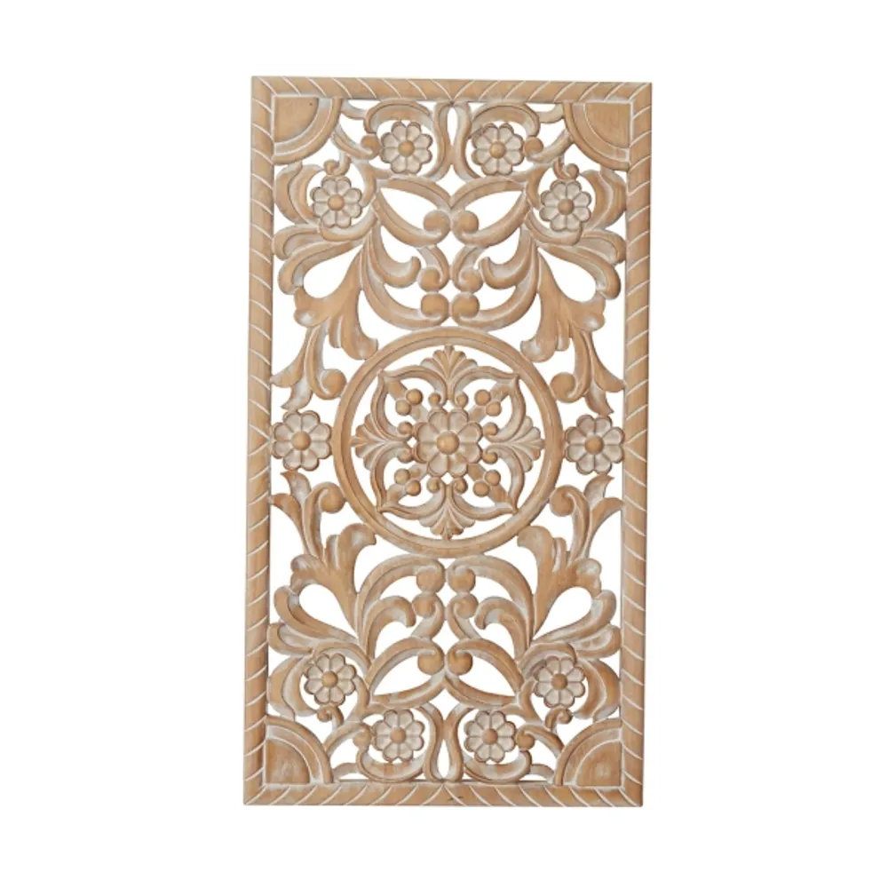 Brown Bohemian Floral Wall Plaque