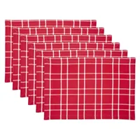 Red Plaid Cotton Placemats, Set of 6