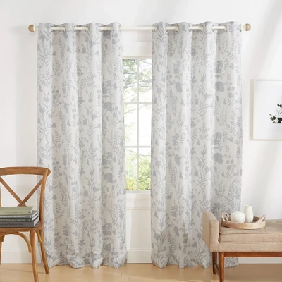 Dove Gray Floral 2-pc. Curtain Panel Set, 84 in.