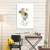 Mustard Yellow and Gray Abstract Canvas Art Print