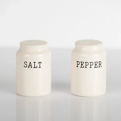 White Debossed Salt and Pepper Shaker Set