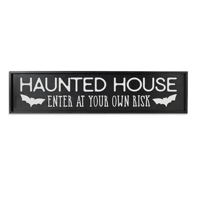 Black Haunted House Halloween Wall Plaque