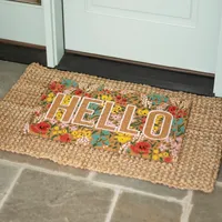 Hello Floral Coir Doormat