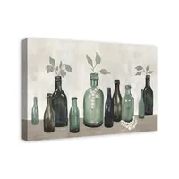 Sage Glass Bottles Canvas Art Print