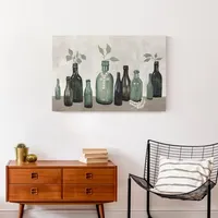 Sage Glass Bottles Canvas Art Print