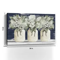 White Floral Trio Vases Canvas Wall Art