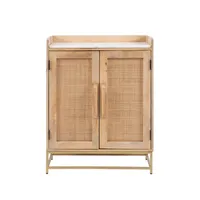 Natural Marble Rattan Front Bar Cabinet