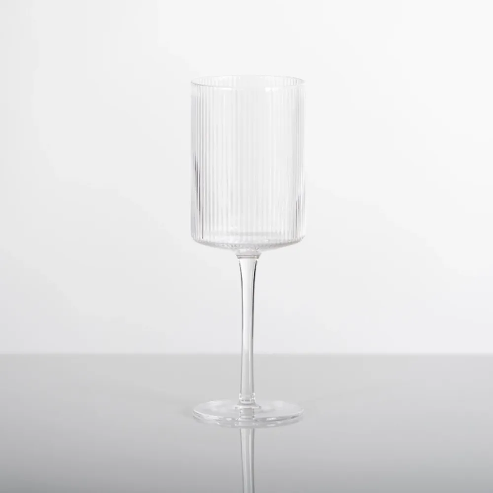 Linear Ribbed Goblet Wine Glass