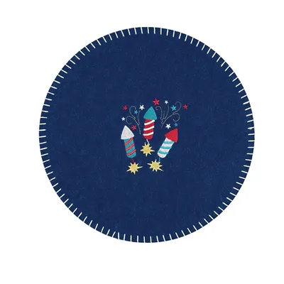 Round Navy Sparkler Felt Placemats, Set of 6