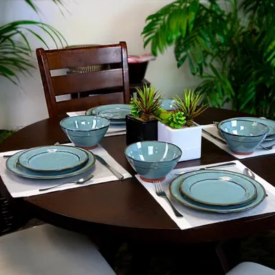 Azure Glazed Round 12-pc. Dinnerware Set