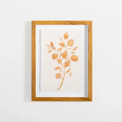 Orange Leaves II Deckled Framed Art Print