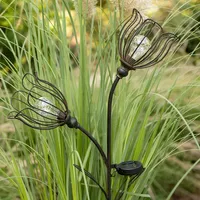 Bronze Flowers Solar Lantern Yard Stake