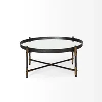 Bronze and Onyx Mirror Top Round Coffee Table