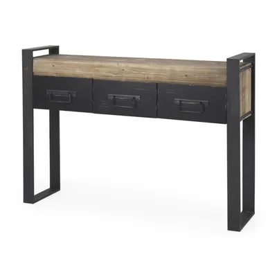 Distressed Farmhouse 3-Drawer Console Table
