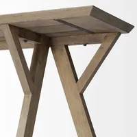 Modern Wooden Geometric Base Console Table