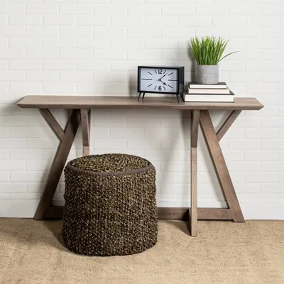 Modern Wooden Geometric Base Console Table