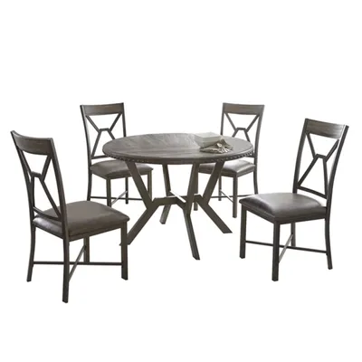 Gray Wood Upholstered 5-pc. Dining Set