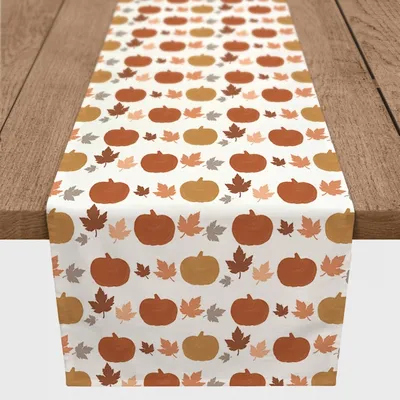 Pumpkins and Leaves Table Runner