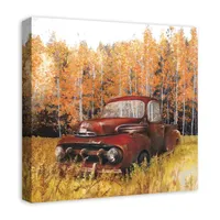 Old Truck in a Fall Field Canvas Art Print