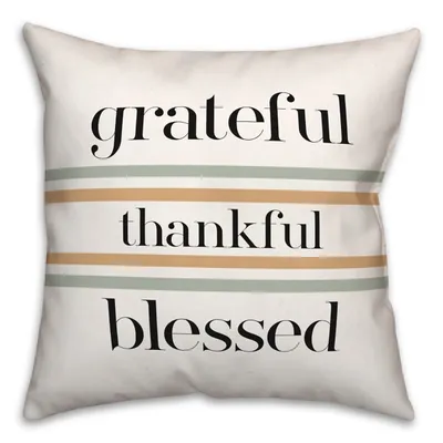 Grateful Thankful Blessed Outdoor Throw Pillow