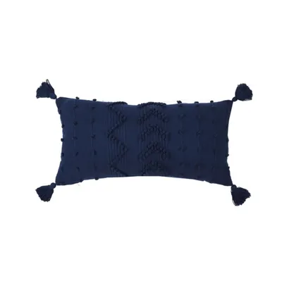 Navy Textured Lumbar Pillow