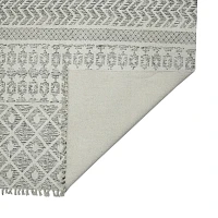 Gray Geo Stripes Tassel Fringe Area Rug, 5x7