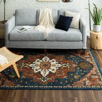 Rust Ornamental Area Rug, 5x8