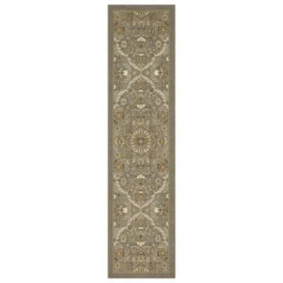 Gray Ornamental Medallion Runner, 2x8