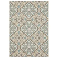 Light Gray Boho Ikat Indoor/Outdoor Area Rug, 5x7