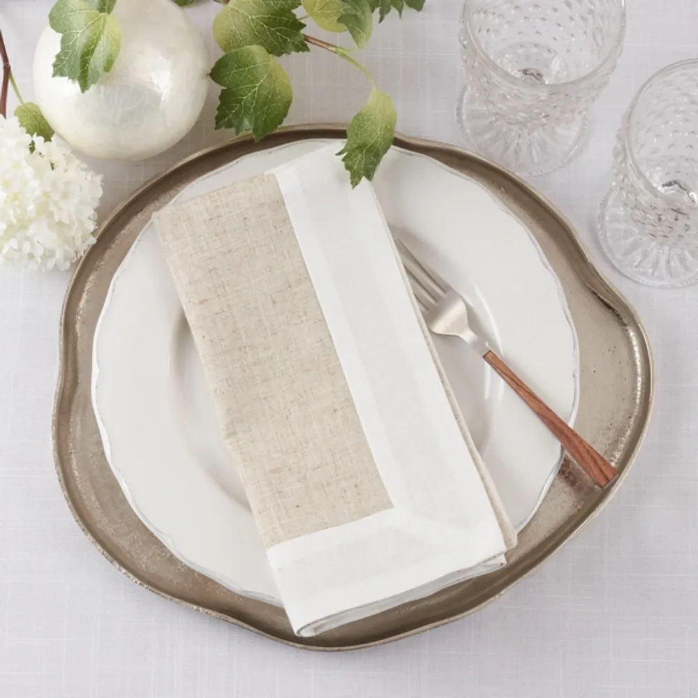 Beige Two-Tone Border 4-pc. Napkin Set