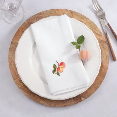 Peach Embroidered 4-pc. Napkin Set