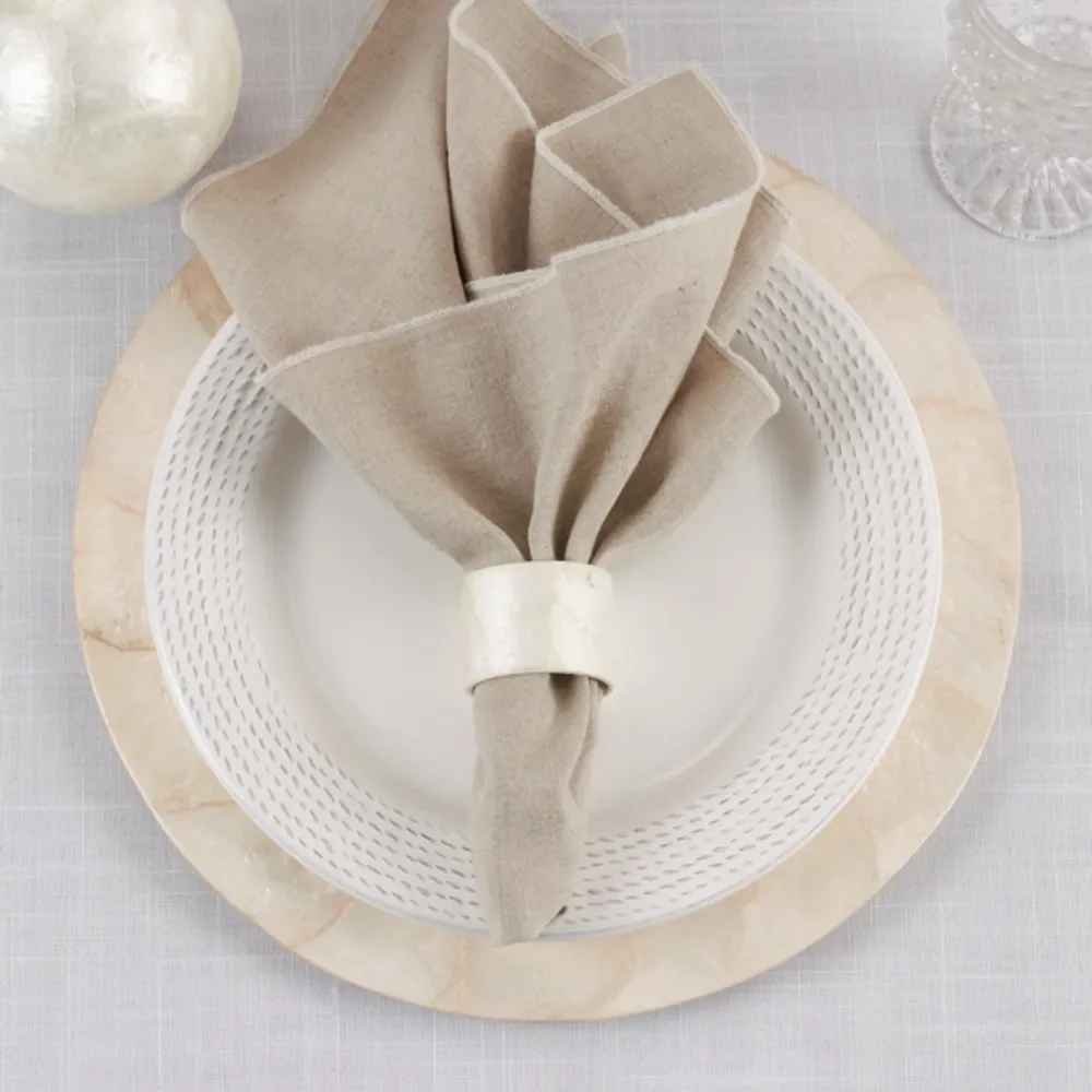 Natural Cream Marble 4-pc. Napkin Ring Set