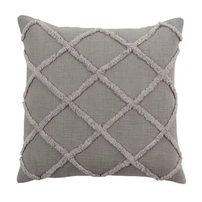 Tufted Gray Diamond Pillow Cover