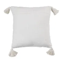 Tufted Diamond White with Tassels Throw Pillow