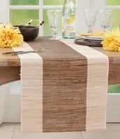 Tan and Shimmer Banded Table Runner